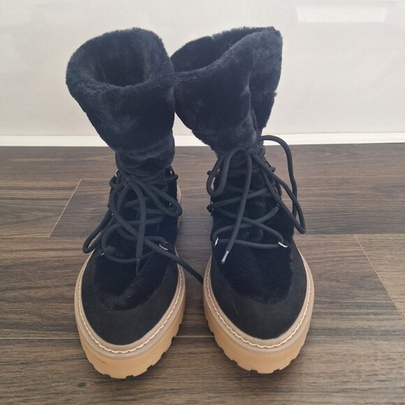 NWOT J.Lo Faux Fur Suede Booties Size 8.5 Fall Winter Streetwear Warm Comfy - Picture 4 of 8